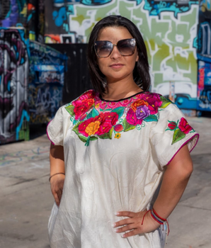 Vintage White Floral Top, L - 1X