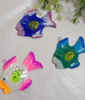 SET OF 3 Fishes Ornaments, Clay Fishes Decor