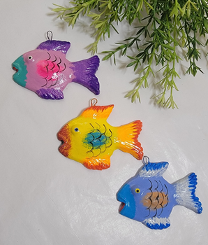 SET OF 3 Fishes Ornaments, Clay Fishes Decor