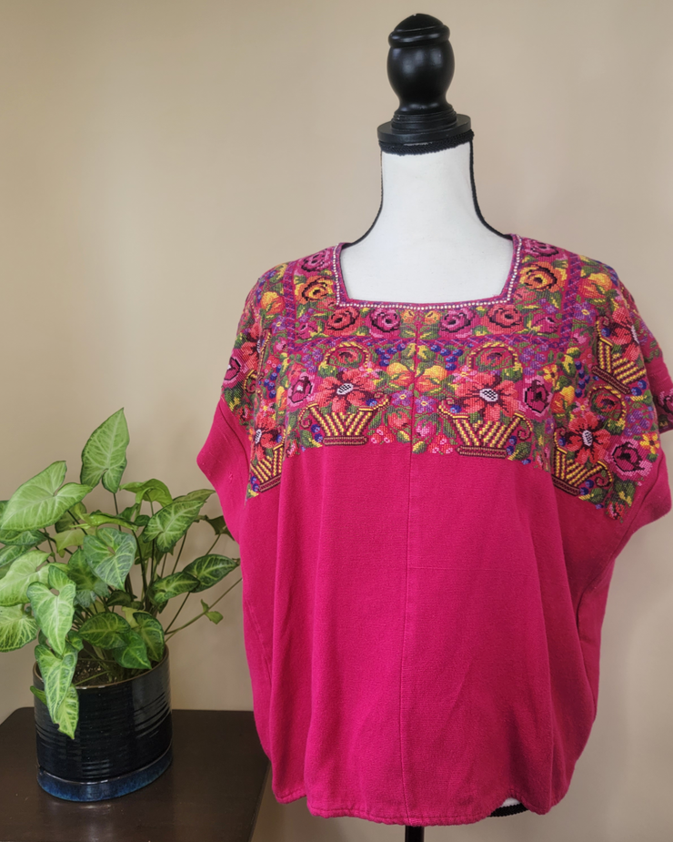 Large to 4X - Chimaltenango Pink Huipil