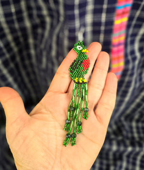 Large Beaded Quetzal Earrings