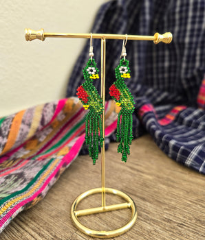 Medium Beaded Quetzal Earrings