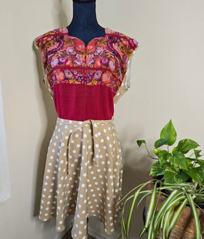 M Vintage Mayan Huipil & Polka Dot Dress