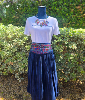 M Upcycled Corte and Huipil Skirt