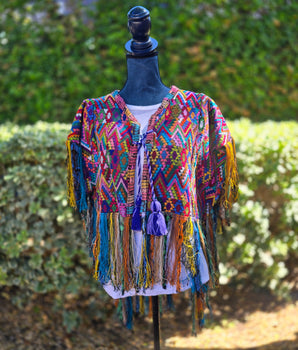 Vintage Authentic Guatemalan Handwoven Huipil Cape