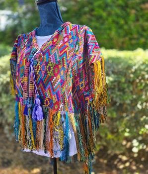 Vintage Authentic Guatemalan Handwoven Huipil Cape