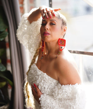 Jade & Embroidery Earrings
