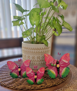 SET OF 3 Butterfly Ornaments, Clay Butterfly Decor