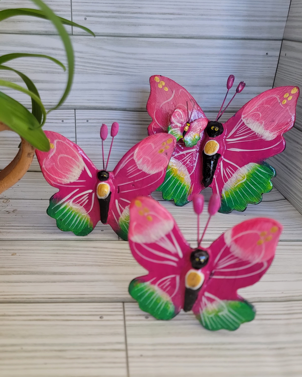 SET OF 3 Butterfly Ornaments, Clay Butterfly Decor