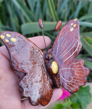 SET OF 4 Butterfly Ornaments, Clay Butterfly Decor