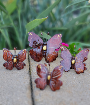 SET OF 4 Butterfly Ornaments, Clay Butterfly Decor