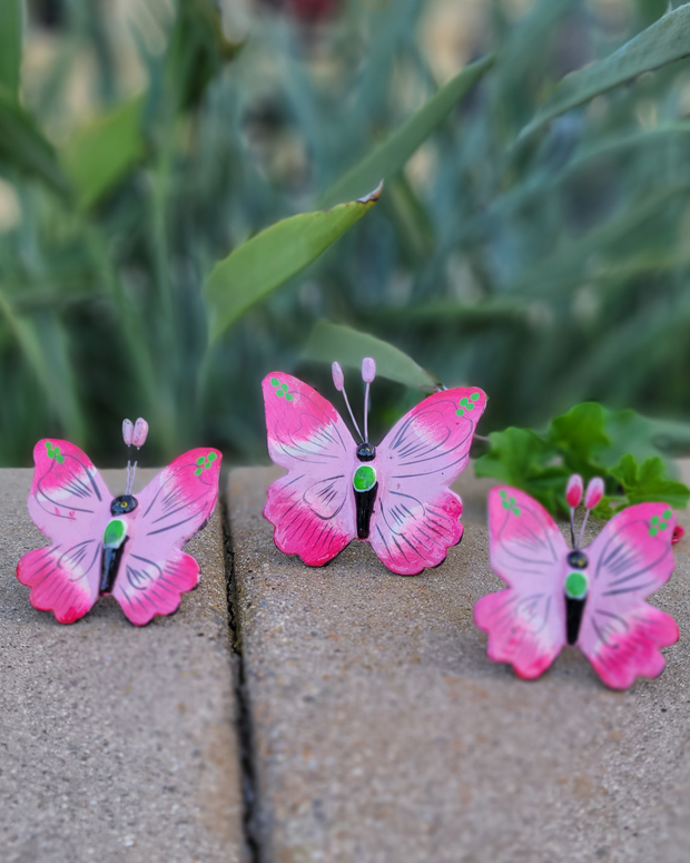 SET OF 3 Butterfly Ornaments, Clay Butterfly Decor