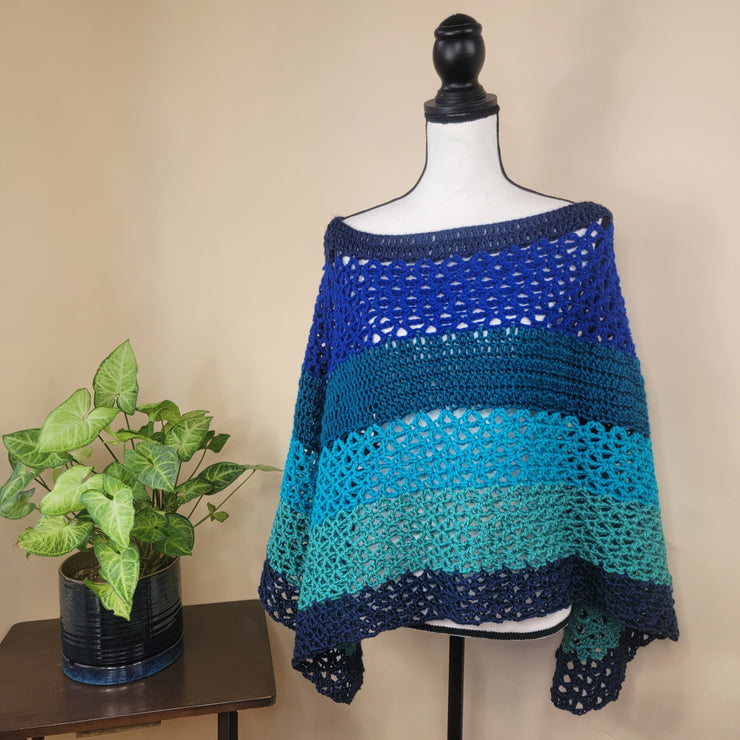 Blue Crochet Poncho