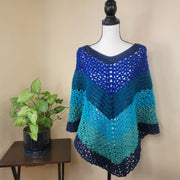 Blue Crochet Poncho
