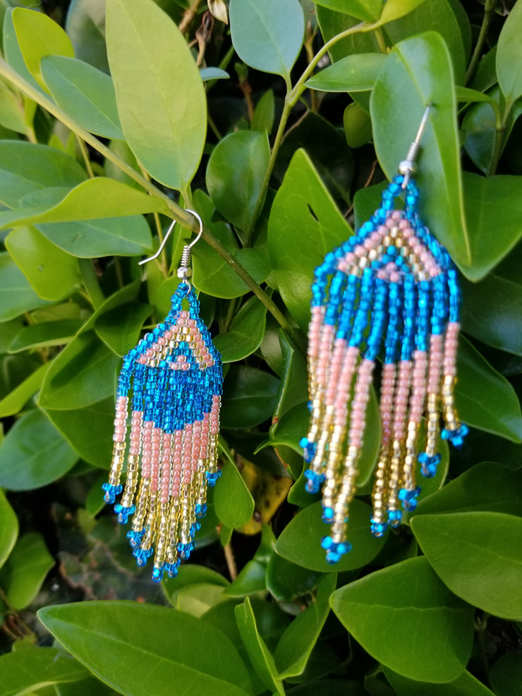 Turquoise Pink Gold Earrings