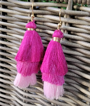 Pink Tassel Earrings