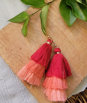 Coral Tassel Earrings