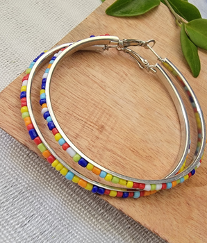 Multicolor Beaded Hoops