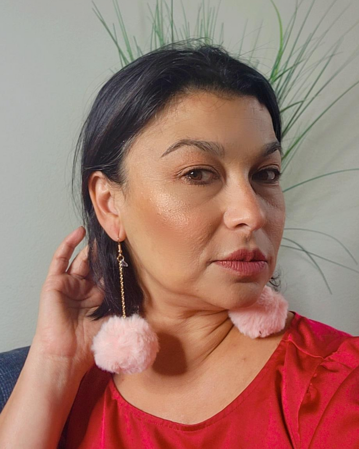 Fluffy Pom Pom Earrings