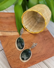 Green Jade & Silver Earrings