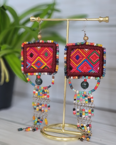 Jade & Embroidery Earrings